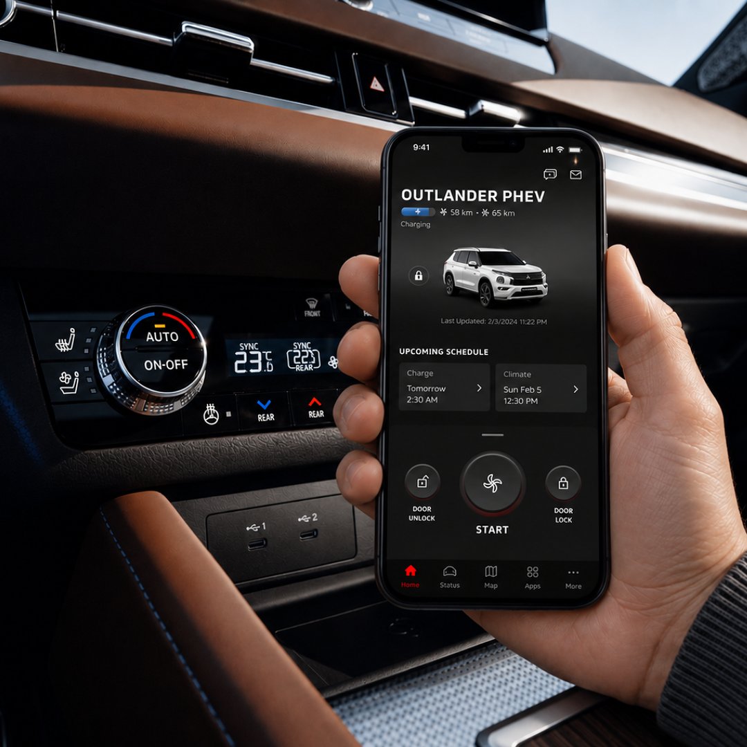 Mitsubishi Outlander PHEV 25 let - ovládání klimatizace pomocí mobilní aplikace